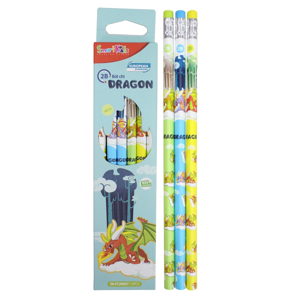 Bút chì DiNo 2B SK-PC2B009 Smart Kids, bút chì hình ngộ nghĩnh đáng yêu chính hãng