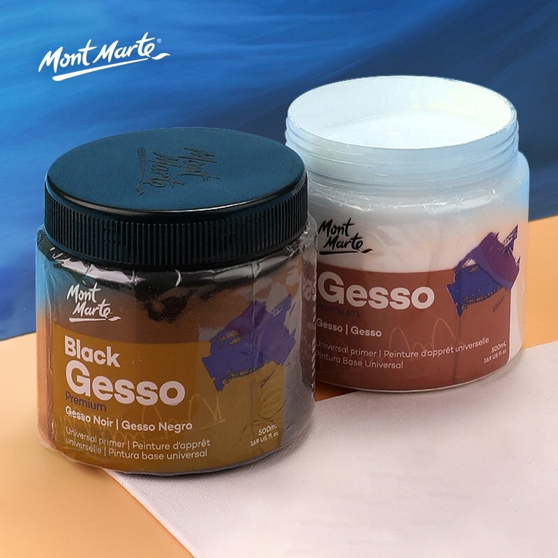 [Hỏa Tốc HCM] Sơn Lót Nền Vẽ Gesso Mont Marte 500ml (Đen/Trắng) - Gesso/Black Gesso 500ml - MPA0032/MPA0040