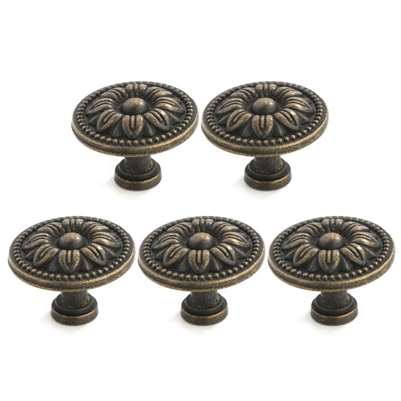 Set 5 Tay Nắm Cửa Tròn Bằng Hợp Kim Kẽm Phong Cách Vintage