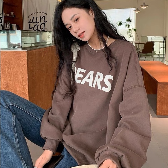 Áo Sweater In Chữ BEARS Áo Sweater Tay Bồng Chất Nỉ Ngoại Dày Dặn Form Rộng Freesize Unisex Ảnh Thật