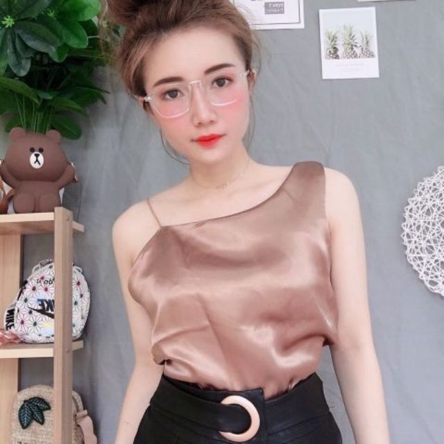 [ Mã WASTAPR giảm 10K đơn 50K] Áo dây phi lụa lệch vai 1 bên sang chảnh | BigBuy360 - bigbuy360.vn