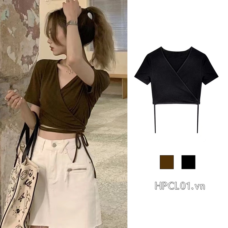 Áo Thun Tay Ngắn Cổ Chữ V Thiết Kế Mới Thời Trang Mùa Hè Theo Phong Cách Hàn Quốc Dành Cho Nữ