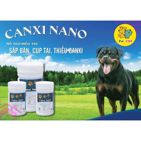 Canxi nano chó mèo cho chó bầu phục hồi bị hạ bàn tai cụp (150viên/lọ)