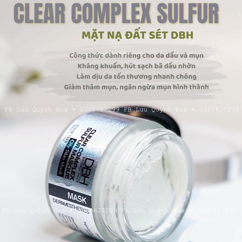 Mặt nạ đất sét DBH Clear Complex Sulfur cho da dầu & dầu mụn