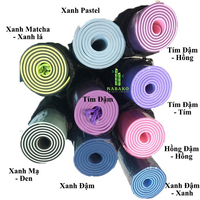 Thảm Tập Yoga định tuyến 2 Lớp TPE dày 8mm- Thảm tập gym Chống Trượt và không thấm mồ hôi