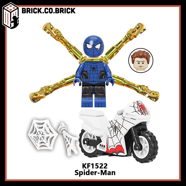 Người Nhện Spider Man Kèm Xe Mô tô cực chất Mô Hình Minifigure Siêu Anh Hùng Marvels Nhện Mạ đuôi vàng KF6137