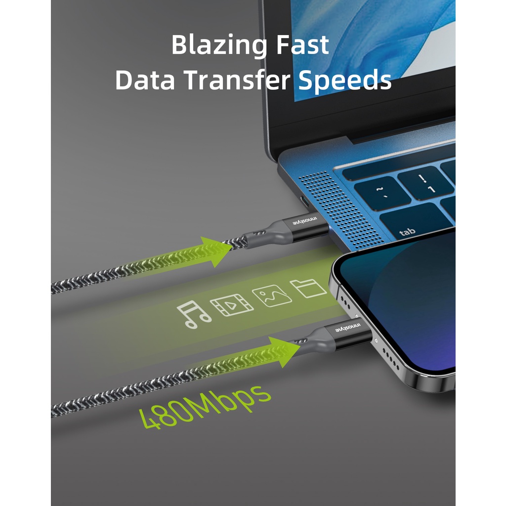 Cáp Innostyle Powerflex USB-C to Ligh_ning 1.5M 20/30/60W ICL150AL