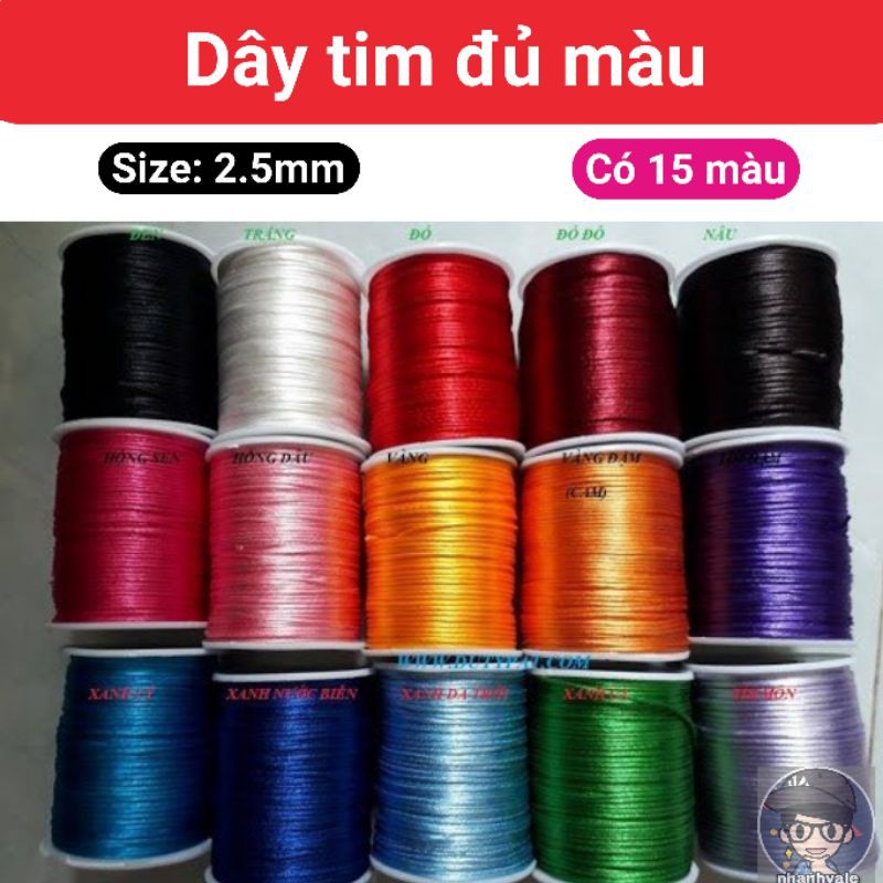 Dây dù bóng, dây tim mềm thắt có nhiều màu 2.5mm