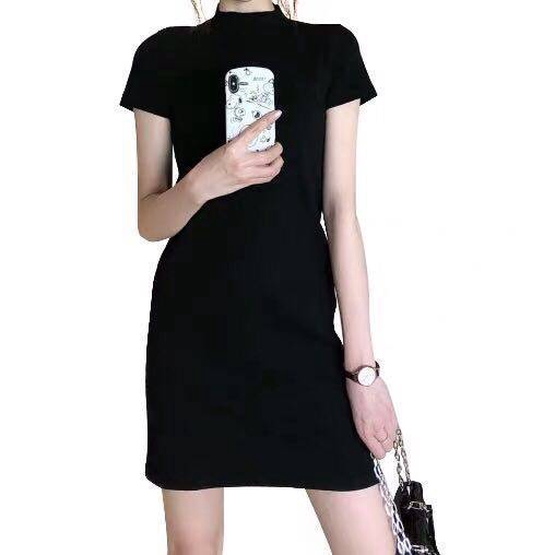 IELGY   Đầm Ngắn Tay Phong Cách Pháp Thời Trang