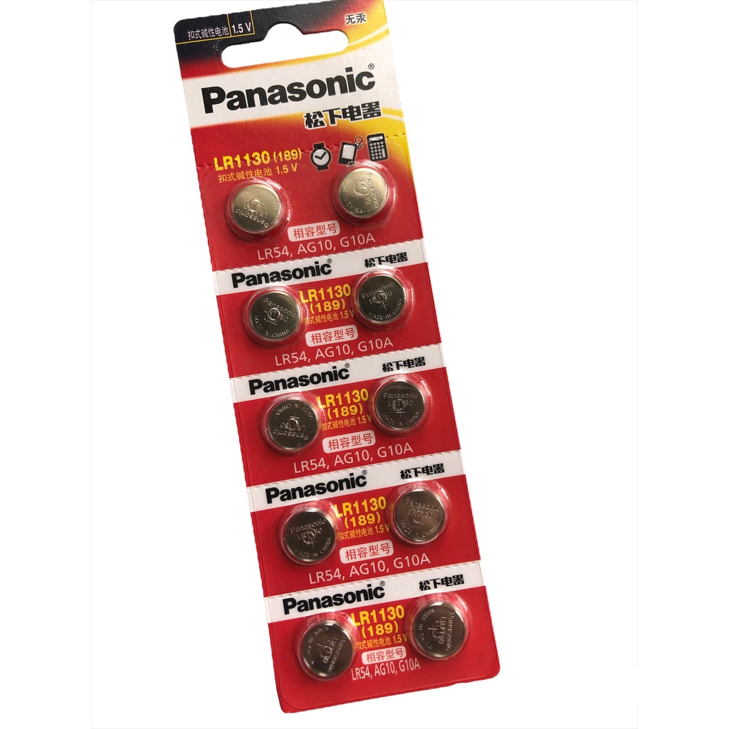 Vỉ 10 viên pin Panasonic Alkaline LR54 - AG10 - LR1130 1.5V pin đồng hồ