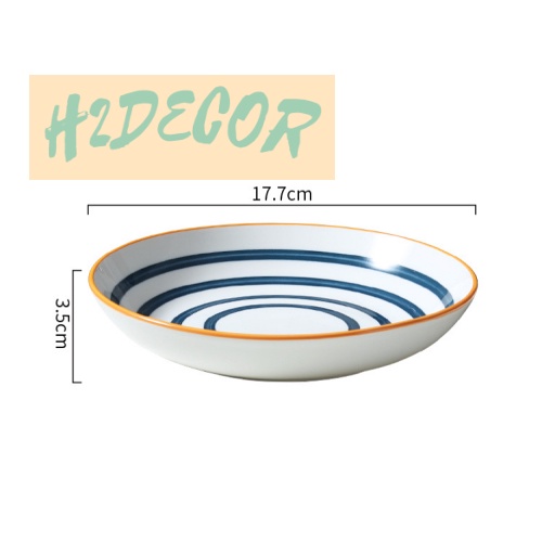 Đĩa sứ tròn 17cm hoạ tiết phong cách Nhật Bản - H2DECOR