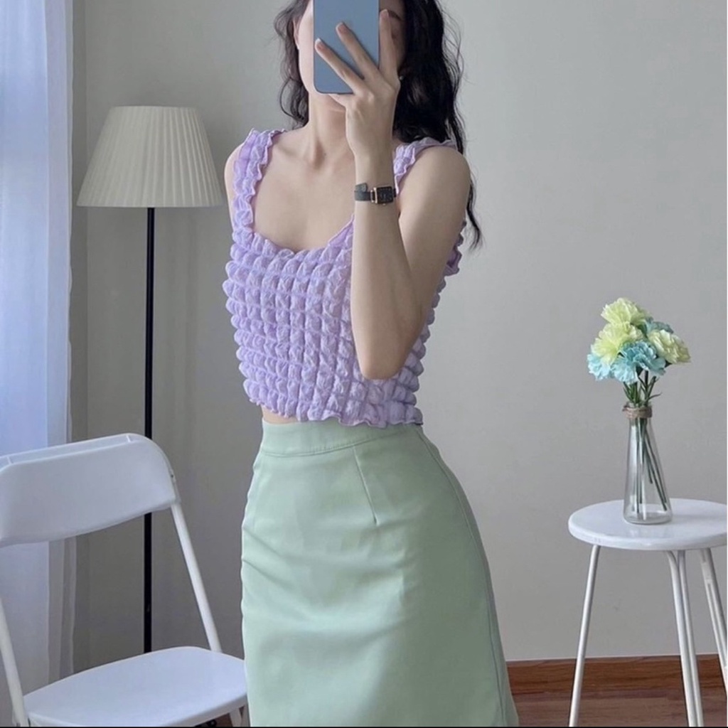 Áo 2 Dây Caro Xốp PEONYB Nữ  🌸 Thun kiểu body dáng ôm 2s nhiều màu pastel bánh bèo tiểu thư hàn quốc đẹp 🌸