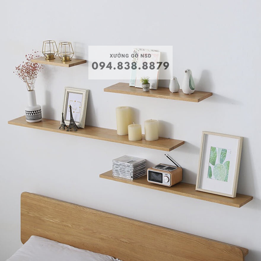 Kệ gỗ treo tường kệ trang trí gỗ MDF nhập khẩu chống ẩm phong cách tối giản hiện đại tối ưu không gian làm việc
