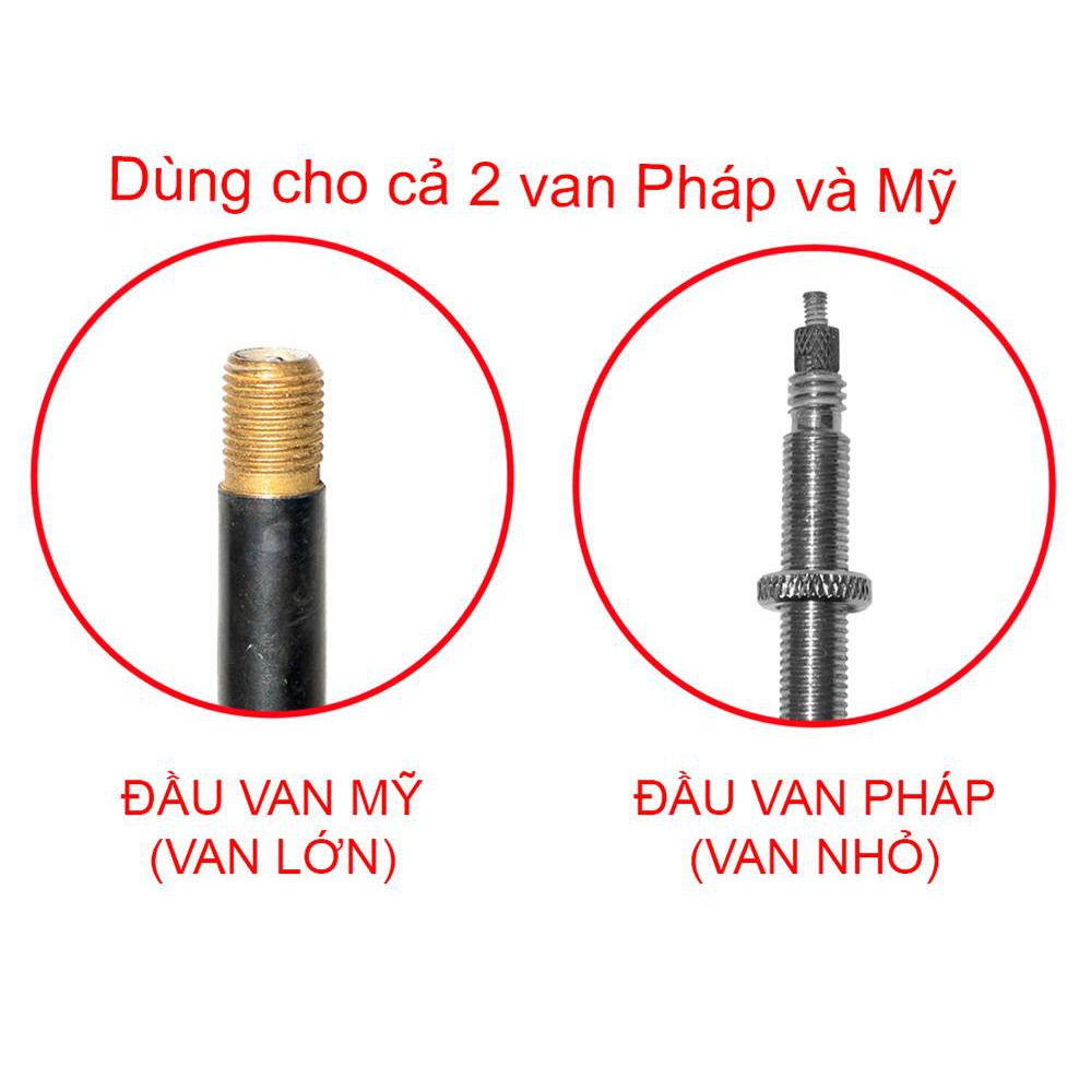 Combo 2 Đầu bơm đôi dùng bơm xe máy xe đạp phù hợp với van kiểu Pháp (hạt gạo) và van kiểu Mỹ