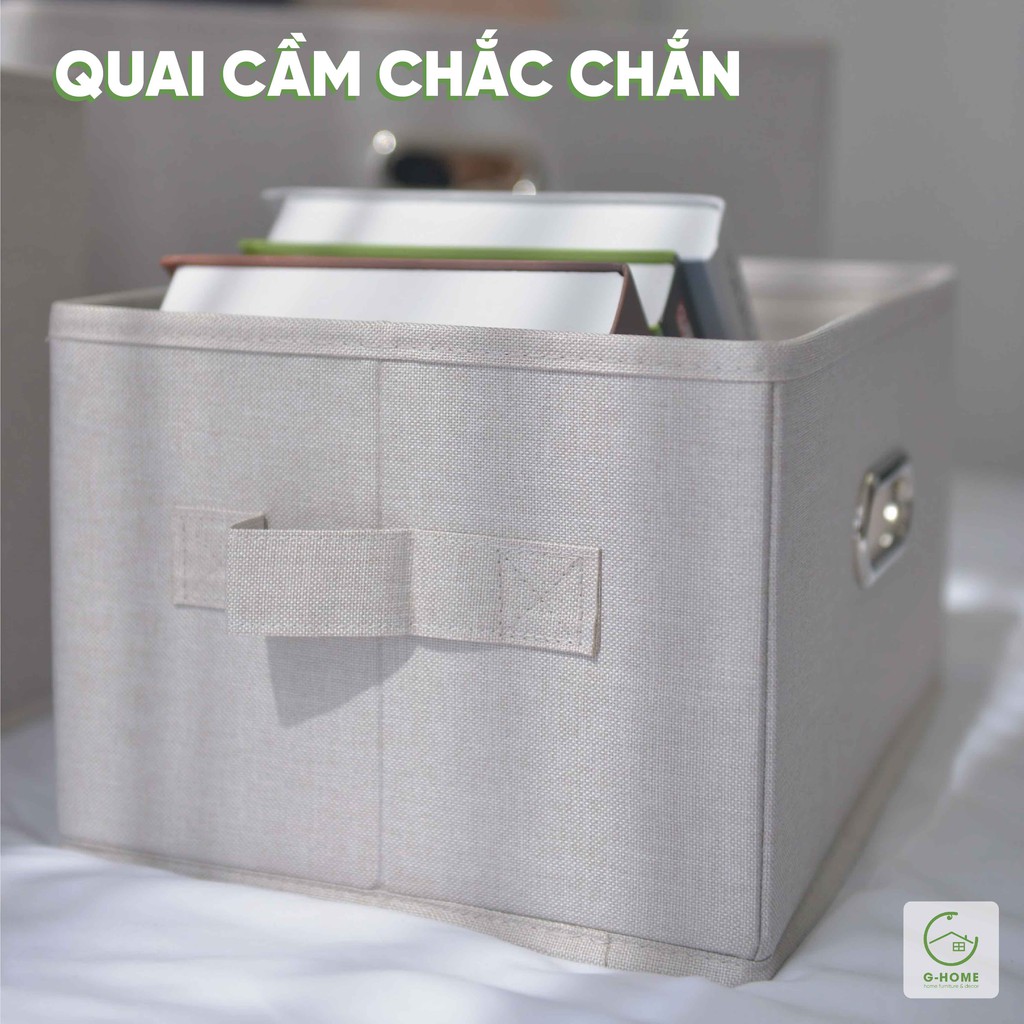 Hộp vải đựng đồ Ghome đa năng, thùng đựng quần áo có nắp rời đậy chắc chắn an toàn TV03