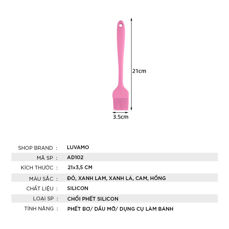 Dụng cụ làm bánh chổi phết silicon cỡ lớn đúc liền quét dầu mỡ bơ làm bánh cho bé ăn dặm luvamo AD102