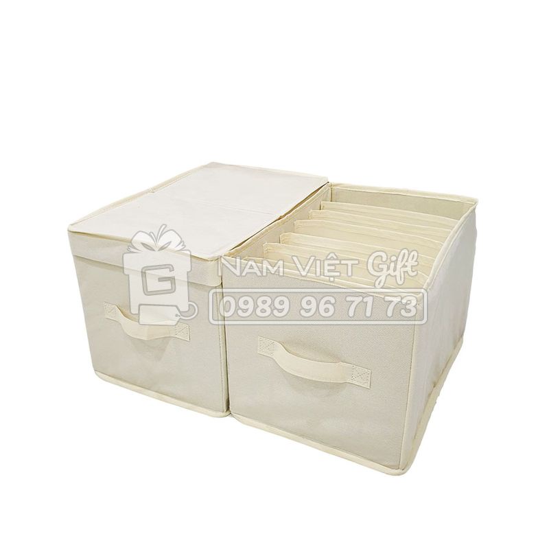 Combo 2 hộp vải chia ngăn sắp xếp quần áo phong cách Nhật Bản