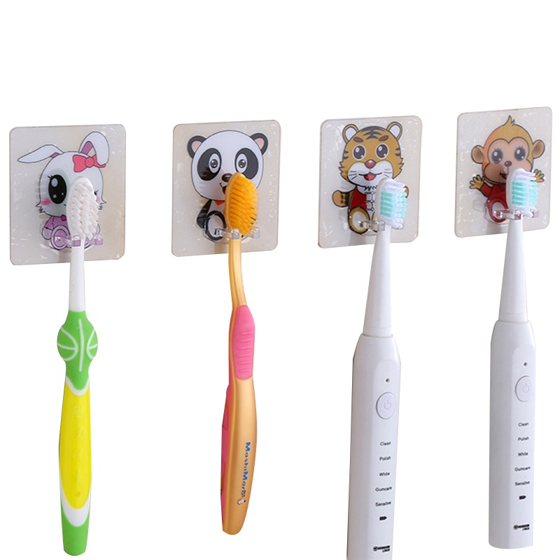 Bộ 5 giá đỡ bàn chải đánh răng Houseeker hoạt hình trong suốt tháo được đa dụng cho nhà vệ sinh