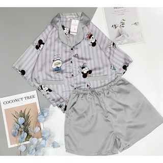 Bộ pjzama đùi cánh dơi chất satin lụa  [NB Fashion]