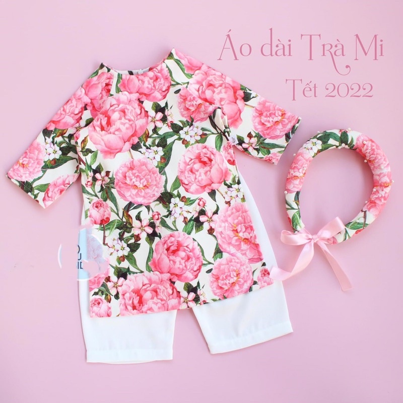 Áo dài hoa hồng mã 70080