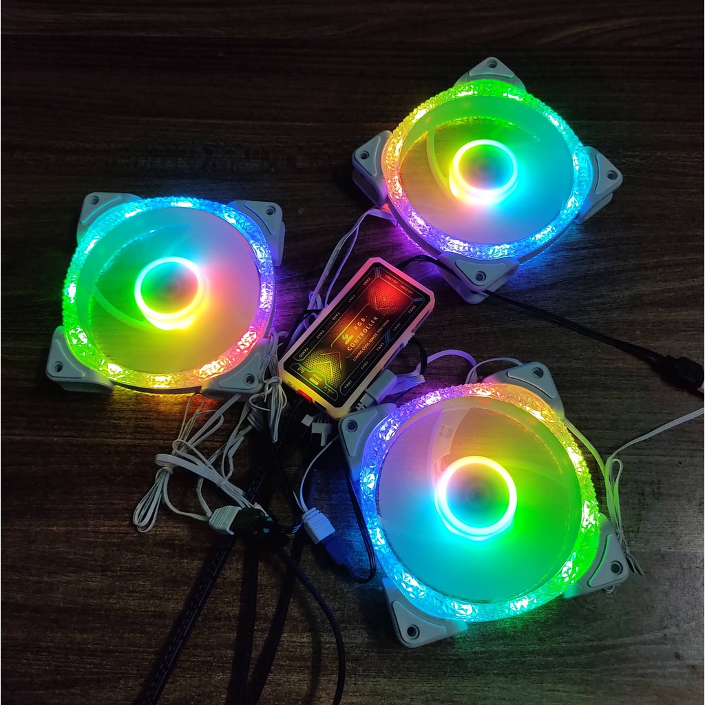 Quạt Tản Nhiệt Diamond U1 Màu Trắng Fan Led 5v ARGB Kích Thước 12cm Đồng Bộ Màu Mainboard - Hub Coolmoon