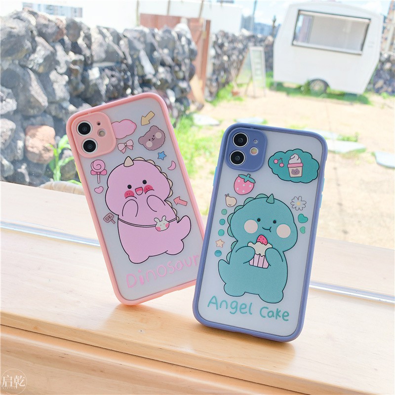 🌸VIDEO THẬT🌸 Ốp Lưng Đôi iPhone Nhám Viền Màu Khủng Long Xinh 6/6s/6plus/6splus/7plus/8plus/x/xs/xs max/11/11 pro max | BigBuy360 - bigbuy360.vn
