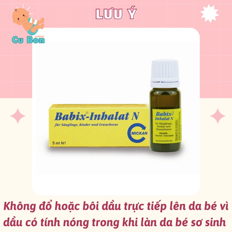 Tinh dầu chống cảm ho cảm cúm mũi họng Babix - inhalat N 10ml, Đức cho bé từ 4 tuần tuổi nhỏ giọt lên áo hoặc yếm cho bé