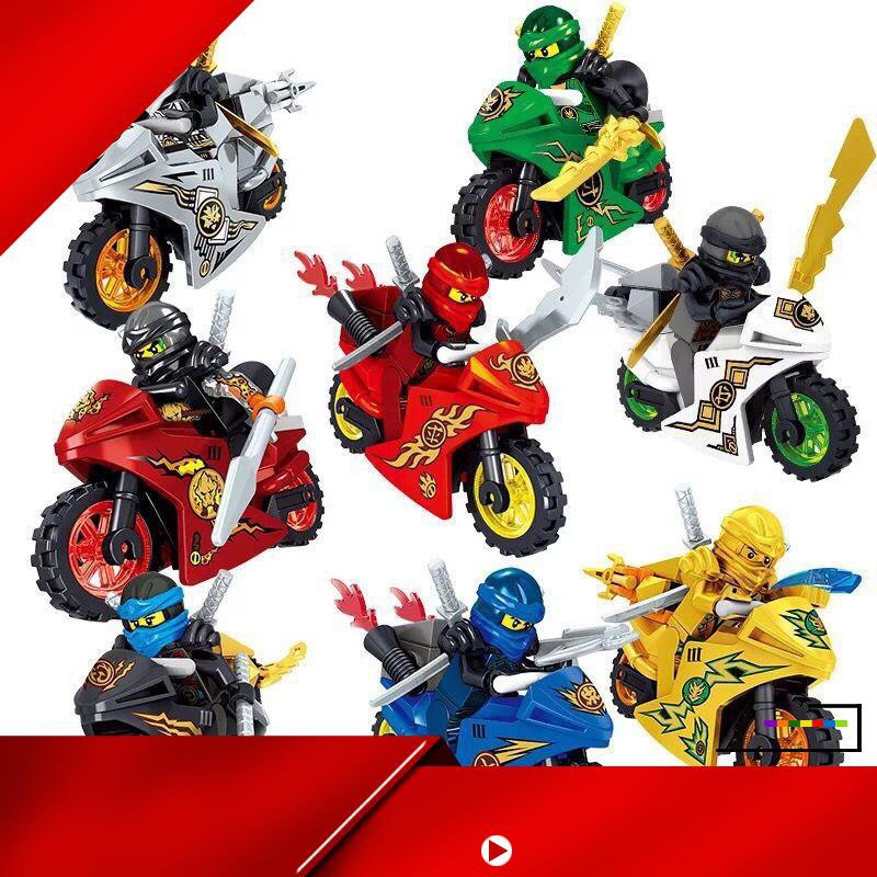 Bộ 8 mô hình lắp ráp Lego Ninja Go xe moto dành cho bé trai
