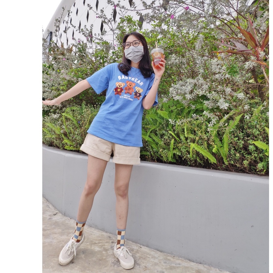 Áo phông unisex tay lửng Gấu Baby Bear đẹp hàng chuẩn Quảng Châu 3158 cao cấp thời trang nam nữ giá rẻ