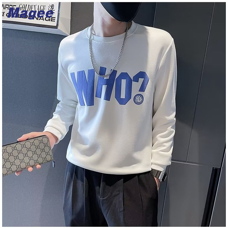 Áo sweater Tay Dài Cổ Tròn in Chữ Thời Trang Xuân Thu Cho Nam