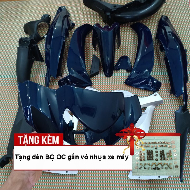 Bộ dàn áo dành cho xe SIRIUS màu Xanh nhớt - phanh CƠ,Tặng kèm bộ ốc theo xe