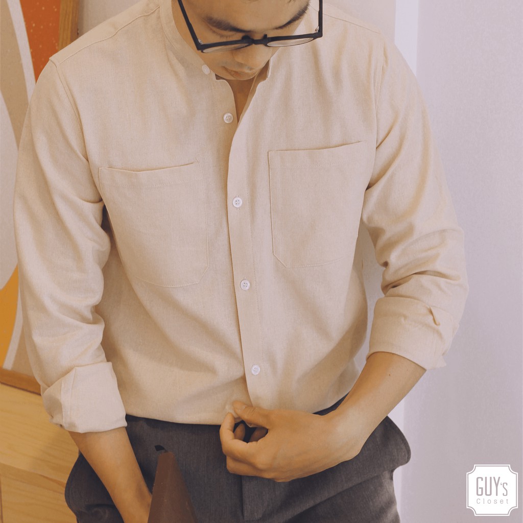 [HÀNG THIẾT KẾ] Áo sơ mi đũi dài tay cổ trụ Hey i just met you GUY's Closet, Cổ trụ, Nhiều màu | BigBuy360 - bigbuy360.vn