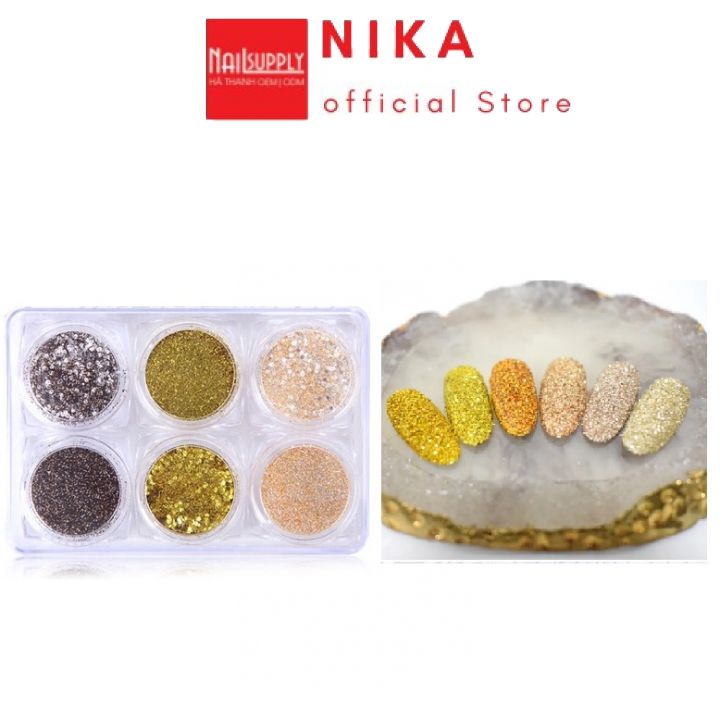 Set Nhũ Rắc 6 Màu , Set Nhũ 6 Màu Vàng