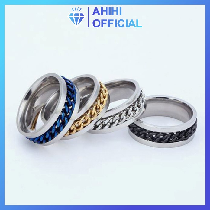 Nhẫn nam phối xích nhiều màu cao cấp thời trang không đen