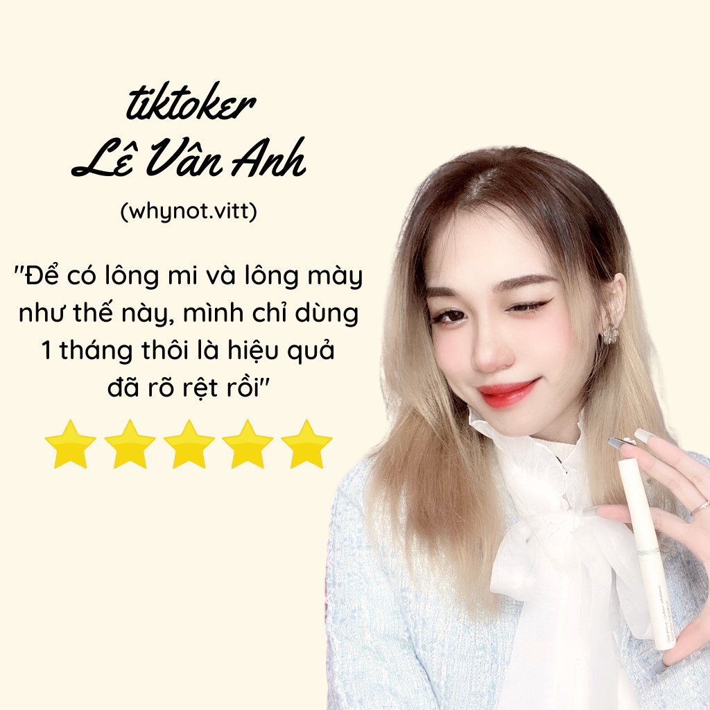 Dưỡng mi và lông mày VITABOX giúp mi dài dày tự nhiên, từ dầu dừa, thầu dầu castor hữu cơ an toàn, đầu mascara cong