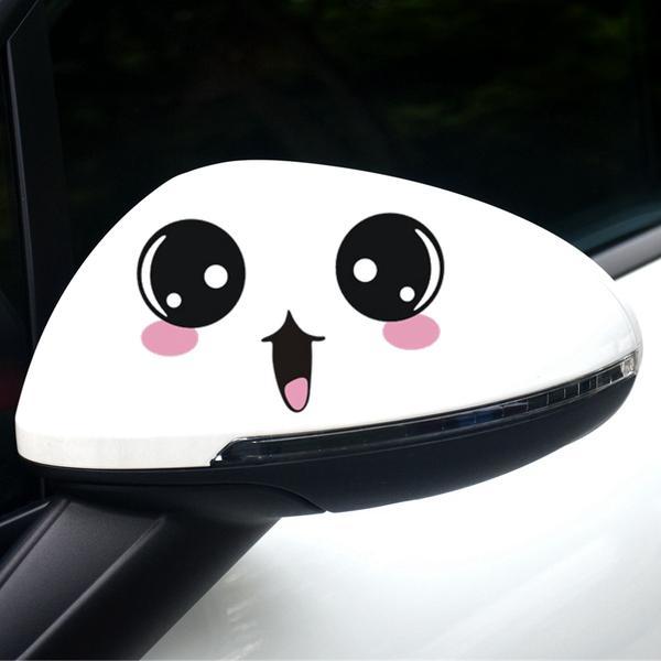 New Promotional Car Rearview Mirror Sticker Reflective Mirror Car Sticker Creative Personalized Decoration Cute Funny Scratch Cover Cover Female Driver