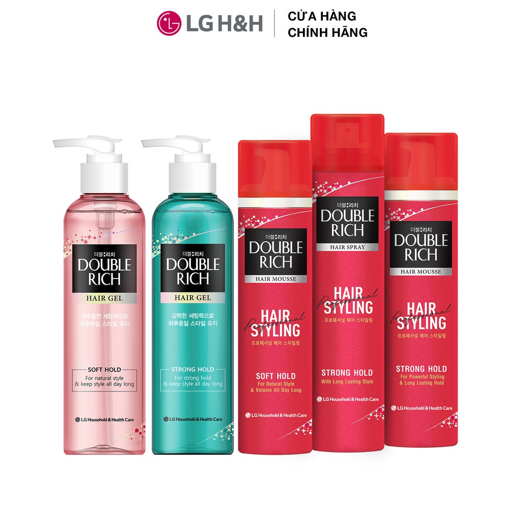 Combo 2 Gel giữ nếp tóc Double Rich Hair Styling dạng xịt giữ tóc cố định tự nhiên 170ml/chai