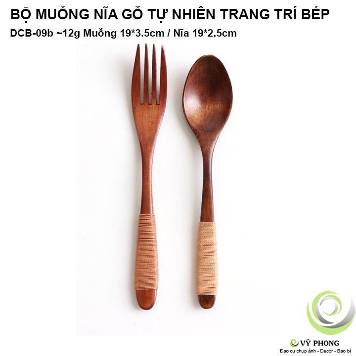 BỘ MUỖNG NĨA GỖ TỰ NHIÊN PHONG CÁCH NHẬT TRANG TRÍ BẾP ĐẠO CỤ CHỤP ẢNH SẢN PHẨM INS DCB-09