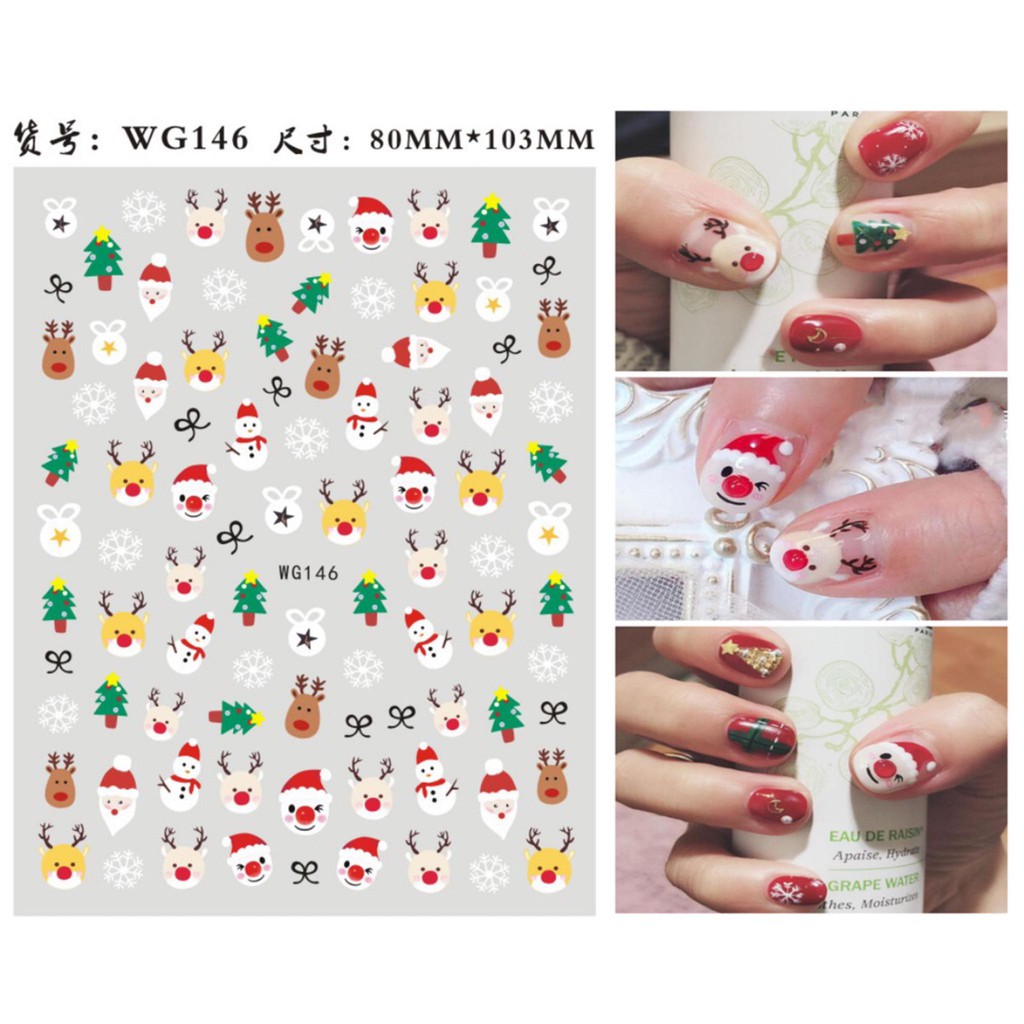 Sticker Giáng Sinh Noel, Bông Tuyết Ông Già Mẫu Mới- Trang Trí Móng Nail Nghệ Thuật Giáng Sinh Năm Mới