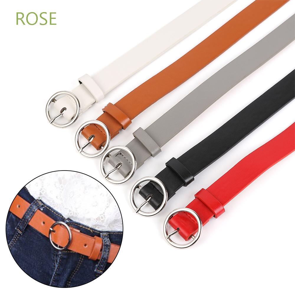 ROSE Fashion Leather Belt Gift Dress Belts Round Buckle Waistband Women Wild Skirt Denim Pants Vintage Pants Bands/Multicolor