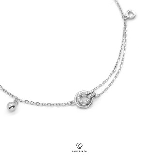 Lắc Chân Bạc Blue Peach Circle Double LC237
