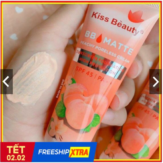Kem nền BB Cream đào 2in1 của Kiss Beauty (có chống nắng SPF45 và che khuyết điểm)