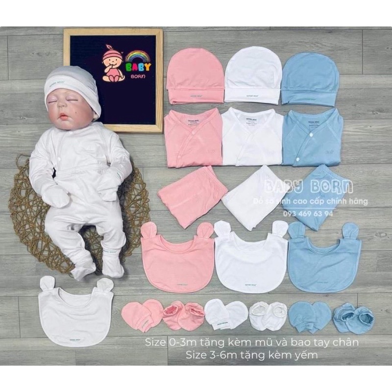 Bộ Sơ Sinh Cài Chéo Tặng Kèm Phụ Kiên NATURE WEAR- shop NGASTONE