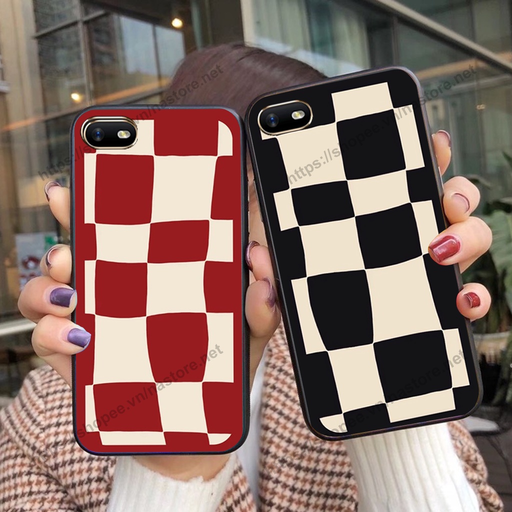 Ốp lưng Oppo A3s / A1k / Realme C1 / Realme C2 mặt cười, họa tiết caro đơn giản đẹp cute
