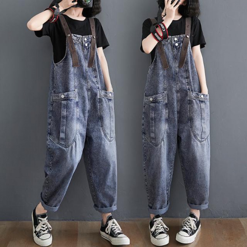 200 Jin Plus Size Quần Yếm Jean Phong Cách Mới / 2021 Cho Nữ