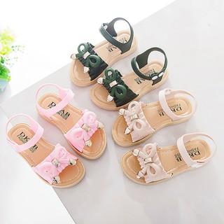 Giày sandal đế bệt quai nơ dây mảnh xinh xắn thời trang mùa hè cho bé gái