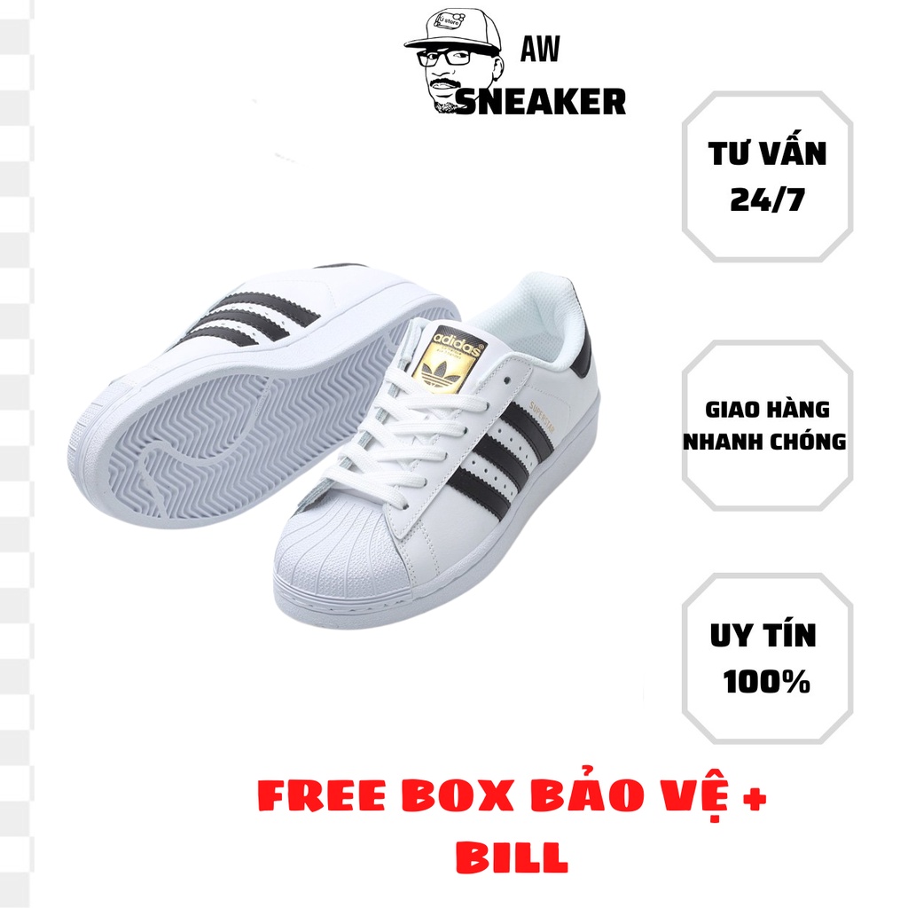 Giày thể thao superstar mũi sò tem vàng sọc đen trắng.Giày thể thao Sò A.DI.DAS đen trắng S.Cấp