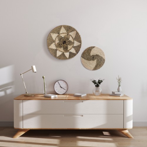 Đĩa cói trang trí chất liệu mây cói mềm tự nhiên trang trí tường, đựng rau củ.