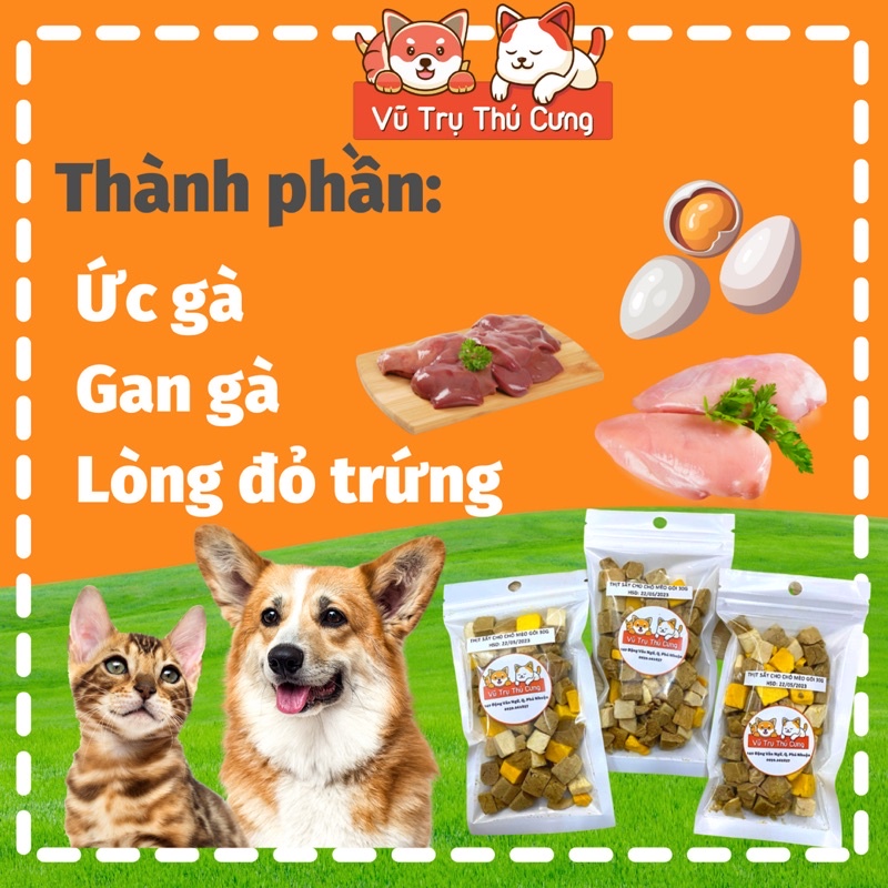 Thịt gà sấy cho Chó mèo 30g, Snack chó mèo nhiều dinh dưỡng