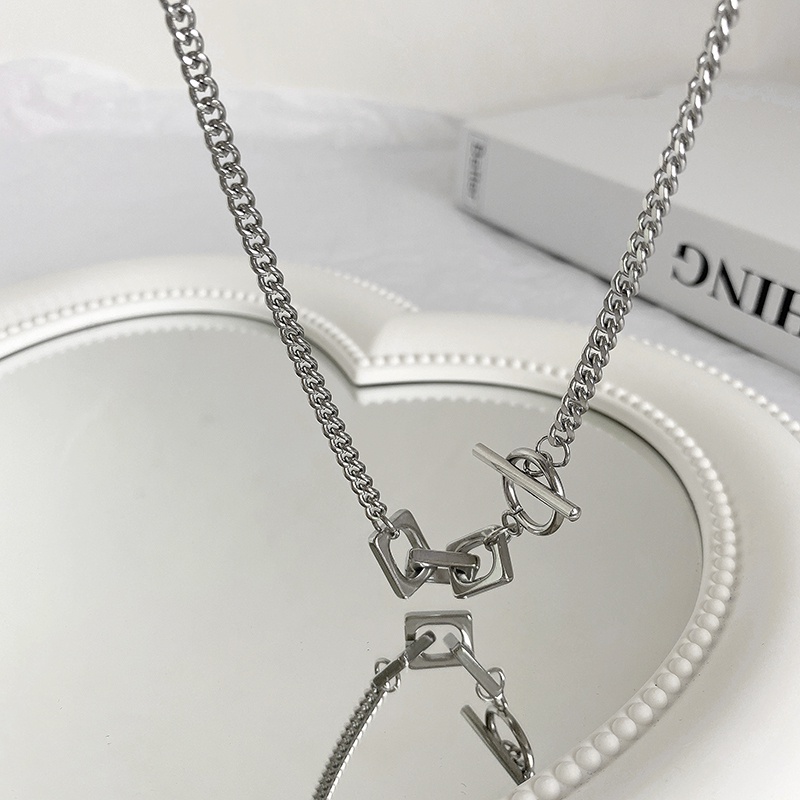 Vòng cổ Mặt Hình Học Bằng Thép Titan Phong Cách Thời Trang Mới